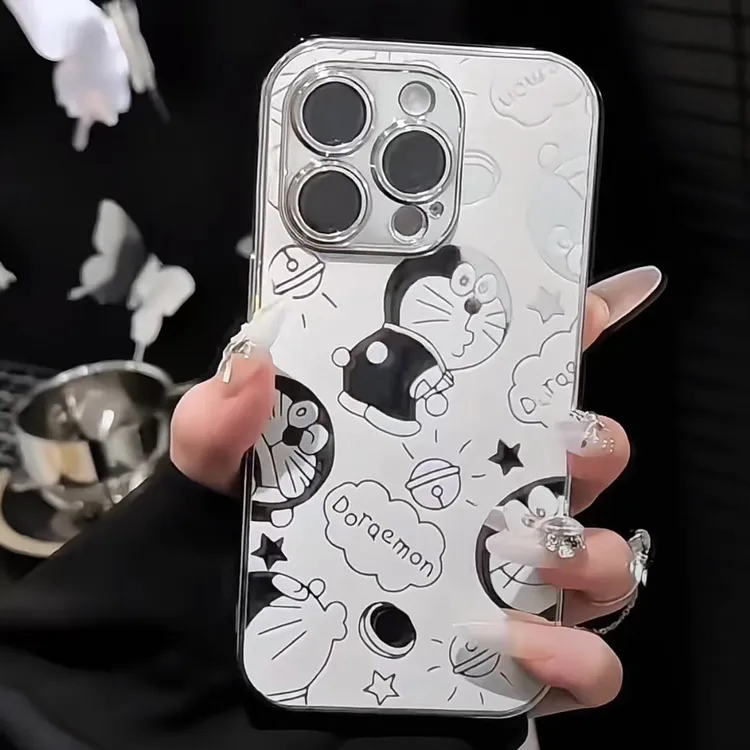 镜面叮当猫适用于苹果iPhone16promax/15plus/14/13p/12Pro手机壳