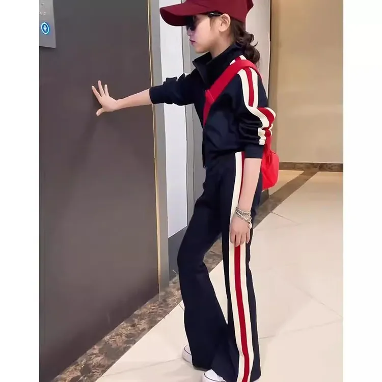 女童套装春秋装2025新款韩版洋气儿童连帽休闲女孩两件套潮酷穿搭