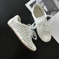 ShinyMuse定制高端线 欧货牛皮真皮绣花甜美系炒软休闲小白鞋