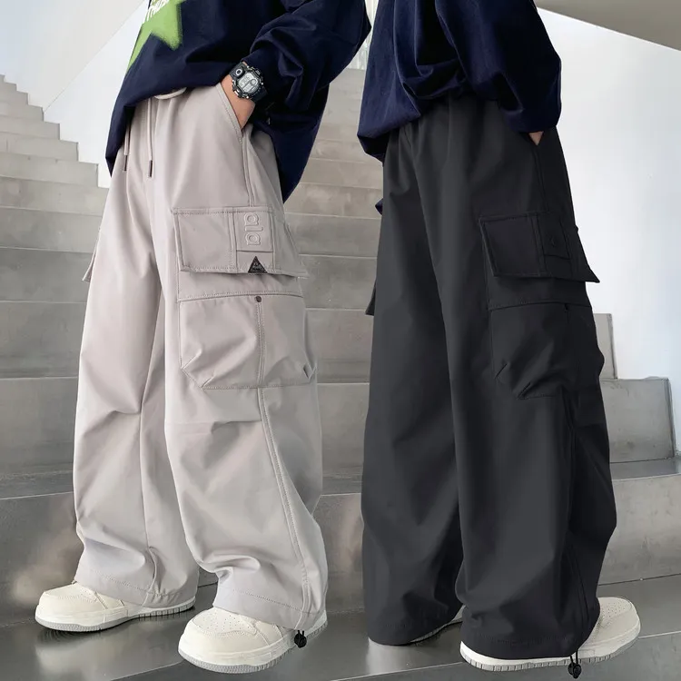 直筒裤子男孩秋季宽松休闲裤男生夏季运动长裤美式工装男裤春秋款