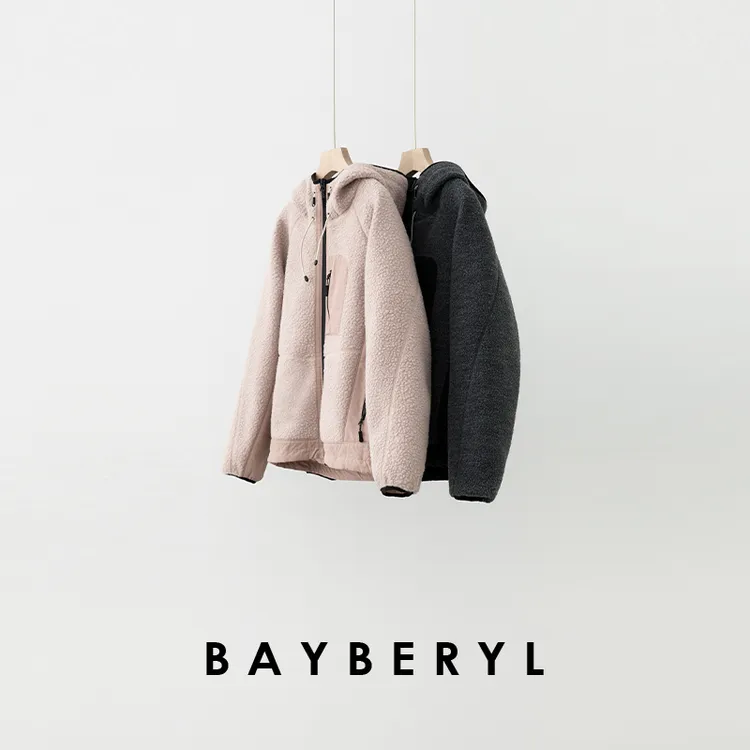 BAYBERYL老贝大鹅粉墨*毛绒拼接连帽保暖时尚外套9MF5L0544-12/7