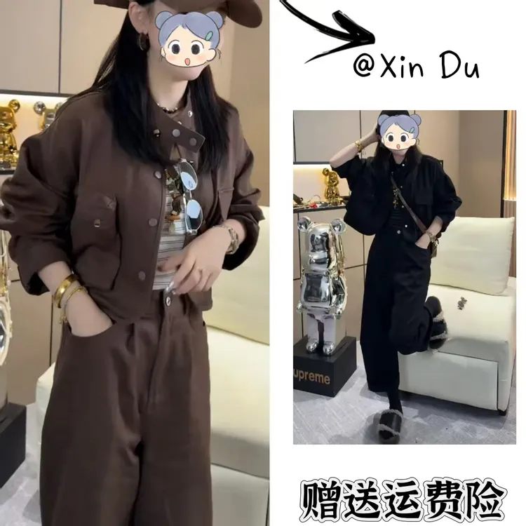 2025秋季新款时尚显瘦气质女士网红洋气两件套百搭款D22175