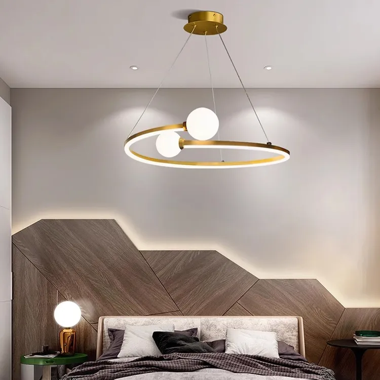 北欧风意大利设计师吊灯圆环戒指卧室轻奢健身房咖啡馆会议室前台