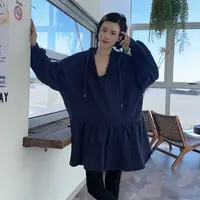 【芬姐精选】薄款中长款女不起球连帽保暖卫衣慵懒风长袖秋款