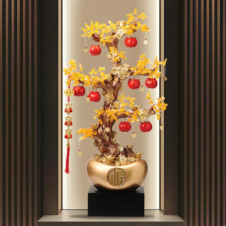 柿柿如意柿子落地摆件入户玄关客厅发财树招财大型装饰品乔迁礼物