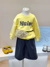 女童冬装加绒加厚卫衣格子裤套装女宝洋气亮色字母上衣呢子裤童装