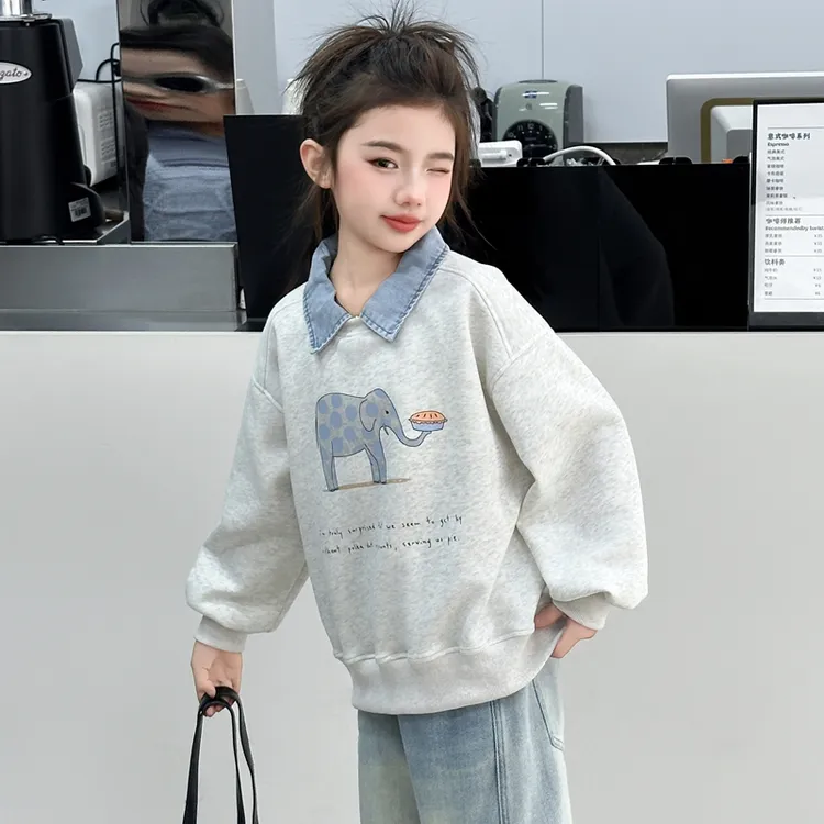 女童卫衣春秋款6-12岁潮款洋气儿童休闲衣服春装中大童Polo衫15岁