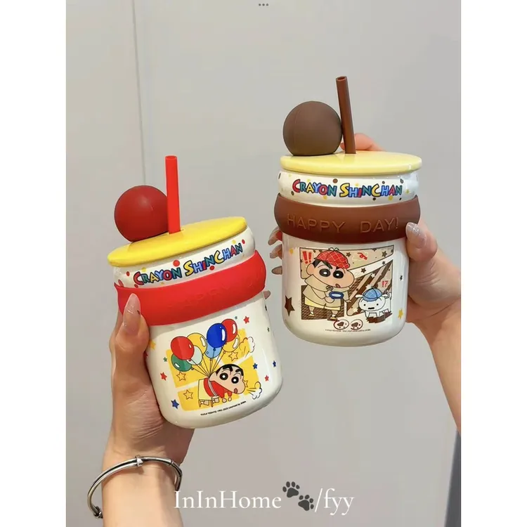 ININHOME陶瓷马克杯高颜值精致吸管杯家用喝水杯子办公室水杯S