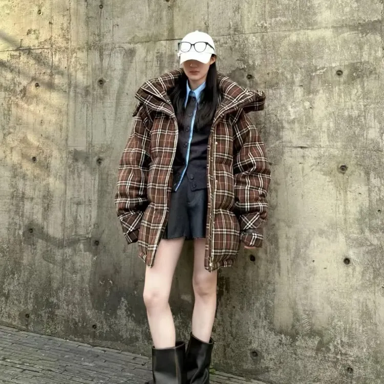 FORDARE福蝶｜冬季新品宽宽大大格子羽绒服休闲宽松保暖外套
