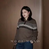 MOOI MONO"北岛日记"显瘦气质费尔岛半拉链彩点纱提花毛衣M207Z54
