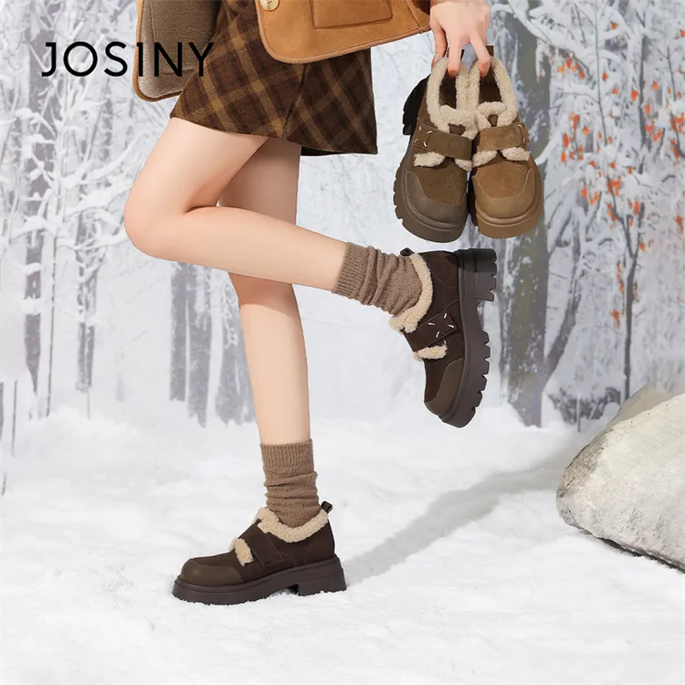 卓诗尼女鞋爆款牛皮勃肯鞋女款2025新款百搭一脚蹬秋冬加绒休闲鞋