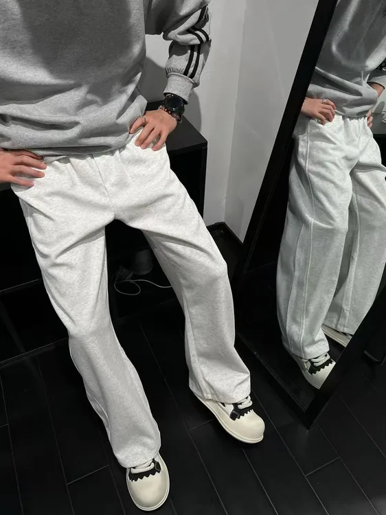 YJ玖柒美式高街重磅结构360g纯色弯刀卫裤秋季潮牌ins休闲裤25327