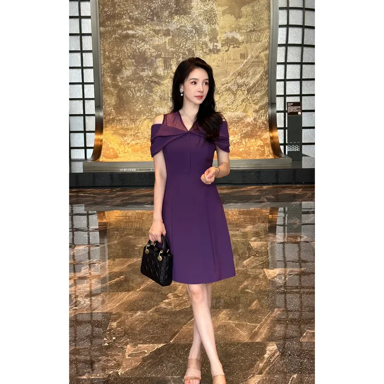 YUANBAO觉色Perhue 法式小个子纯欲赫本风多巴胺服装女千金连衣裙