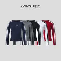 XVRV【秋上新】2025三条杠运动上衣圆领套头字母印花长袖