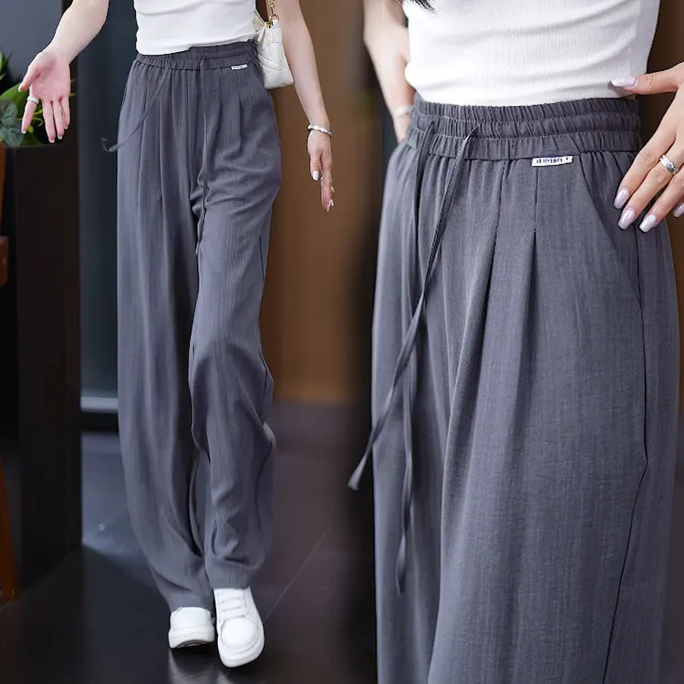 夏季薄款冰丝阔腿裤女2025夏季防晒显瘦高腰垂感休闲直筒裤凉凉裤