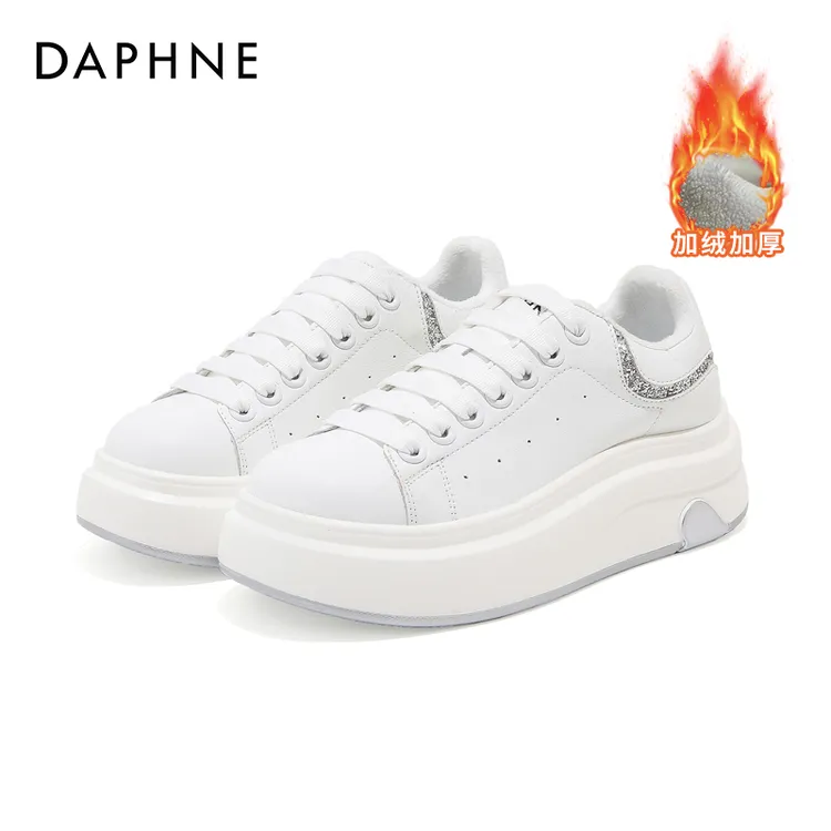 Daphne/达芙妮2025秋冬时尚百搭爆款小白鞋厚底增高加绒保暖女鞋商品图