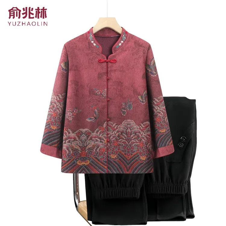 俞兆林奶奶装开衫新中式立领衬衫2025新款中老年人衣服70岁薄款上