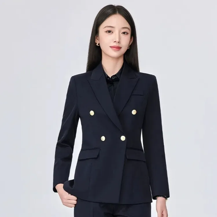 藏青色西装套装女春秋西服外套高级感通勤职业气质正装经理工作服