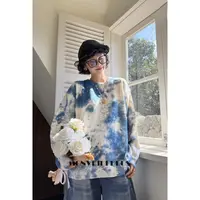 MoNvKiKiPlus9大码微胖ins博主风显瘦长袖扎染针织毛衣#C00134
