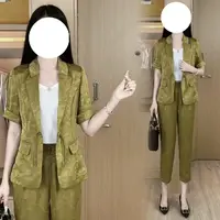 0188夏季新款洋气西装三件套百搭气质显瘦套装收腰轻质风