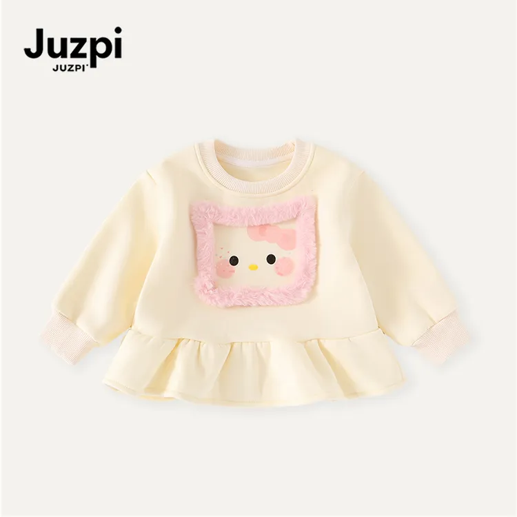 橘止皮·女童卫衣2025秋冬新款小猫加绒套头衫卡通上衣QY252182