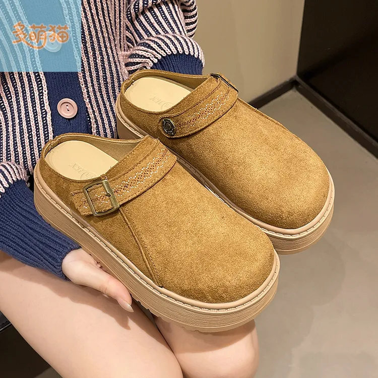 厚底包头半拖鞋女夏季外穿2025新款一脚蹬勃肯鞋网红博肯鞋凉拖鞋