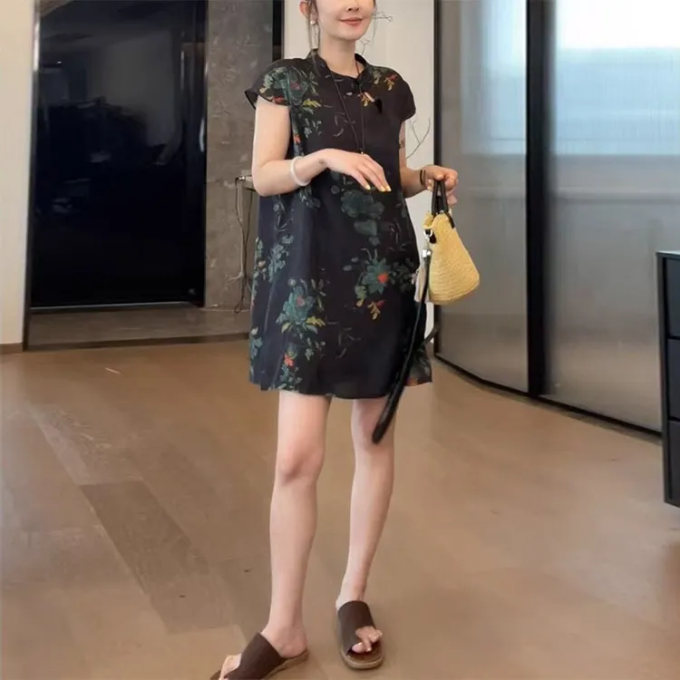 新中式国风印花短裤套装女2025夏季爆款洋气显瘦超好看减龄两件套