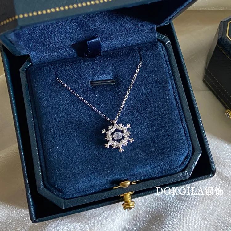 坠链均足银 999足银灵动雪花项链跳动的心轻奢小众高级感生日礼物