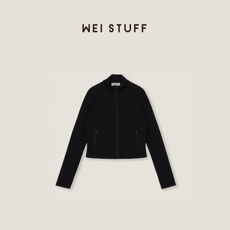 WEI STUFF  “小蛮腰” 时髦百搭立领修身显瘦长袖拉链卫衣 9532