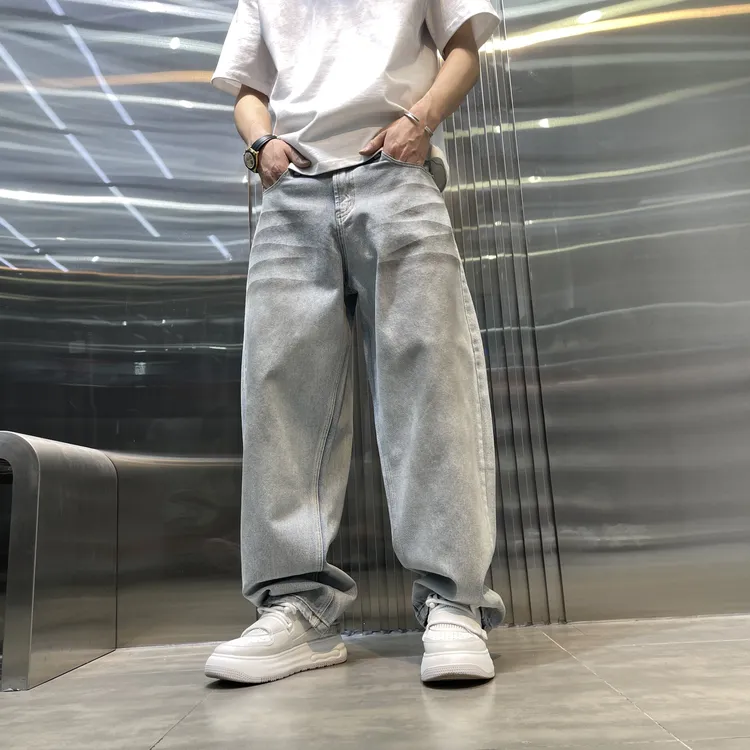 夏季新款美式直筒牛仔裤男款宽松百搭潮流复古高街港风薄款长裤男