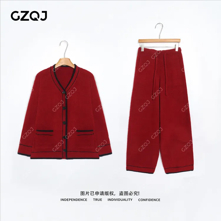 老琴私服【松弛象限】舒适上衣裤子居家睡衣两件套装女冬季新款3574