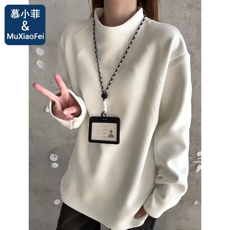【高品质】秋冬季新款潮流半高领加绒保暖内搭长袖T恤德绒打底衫男