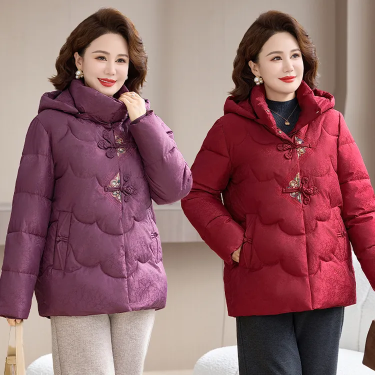 冬季中老年女装加绒加厚棉服外套老年人棉衣妈妈装短款棉袄大码