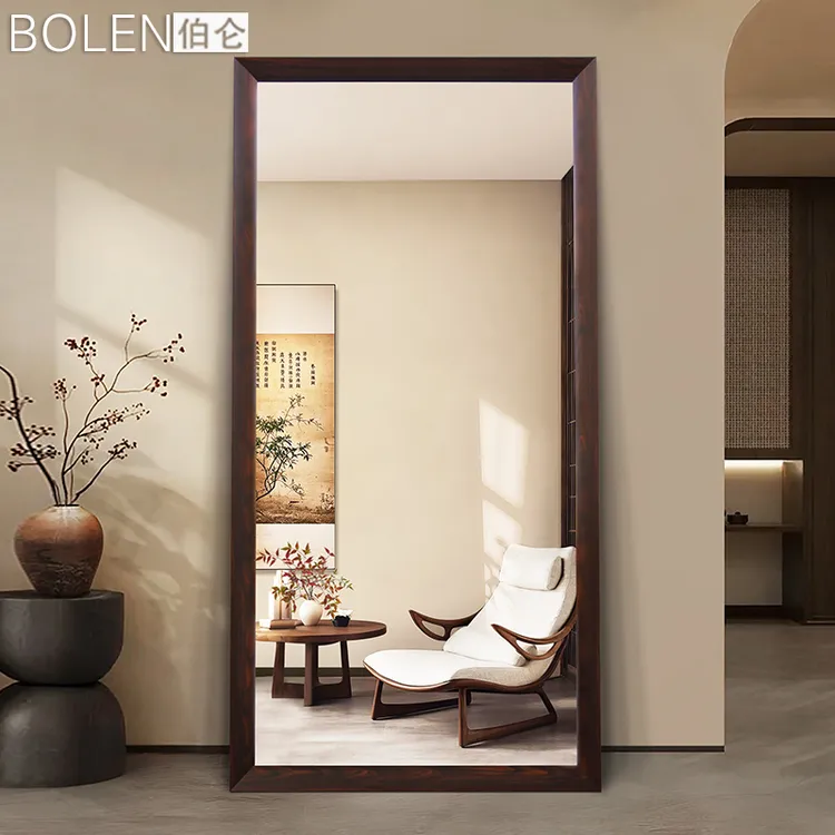 BOLEN 新中式风穿衣镜全身镜落地镜家用衣帽间试衣镜壁挂墙大镜子