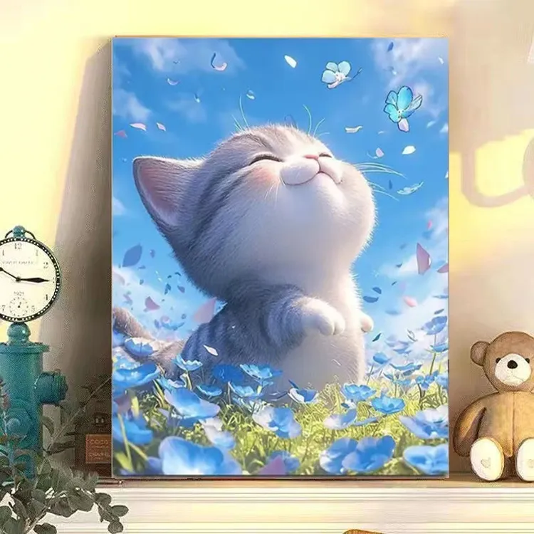 diy数字油画治愈可爱小动物系列手工填充填色油画解压治愈装饰画