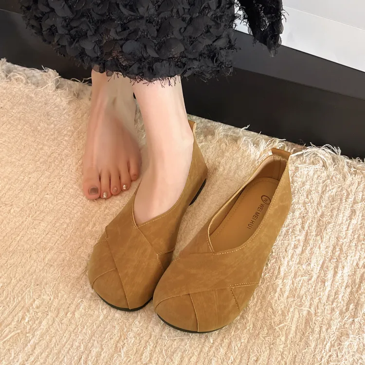 秋冬季平底软底法式小单鞋女2025春新款浅口鞋一脚蹬豆豆鞋女款孕