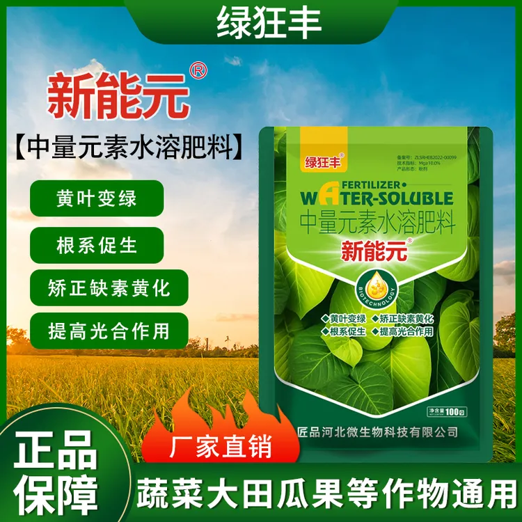 绿狂丰新能元中量元素水溶肥料黄叶变绿根系促生100g