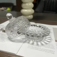 宝石纹带盖甜品盅燕窝盅创意精致银耳羹糖果盅玻璃碗燕窝碗