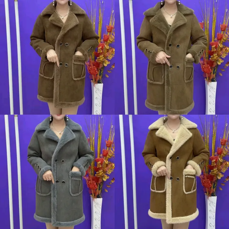 冬季新款加厚翻领双兜中老年休闲洋气外套