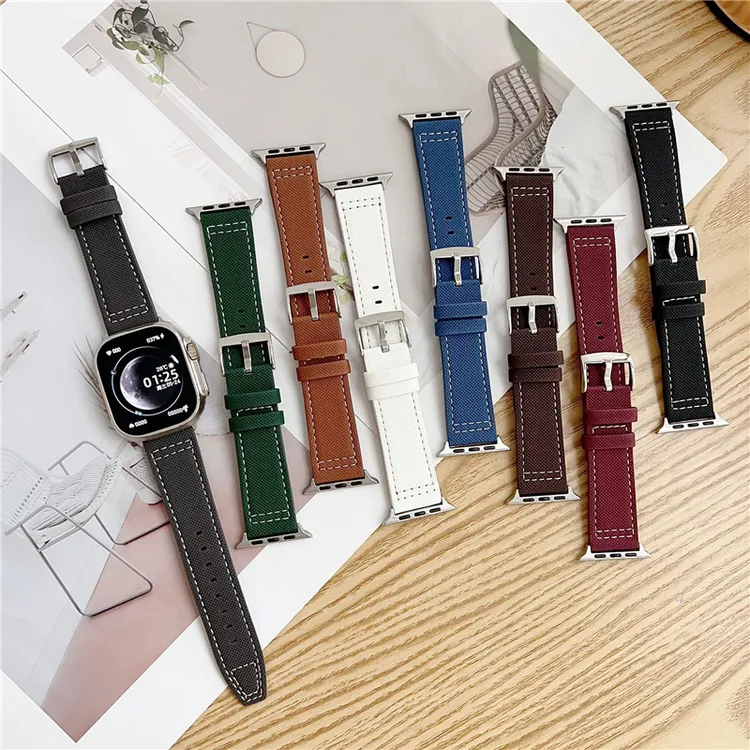 适用苹果iwatchs10/s11飞行员皮革表带ultra3/2商务风s9/8/se腕带
