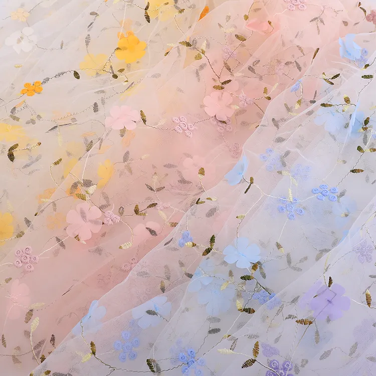 【花喜爱】椿知碎花网纱刺绣包花纱节日花束包装花店包装材料