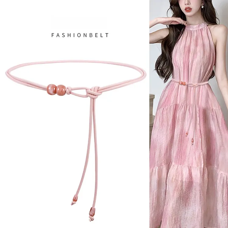 细腰带女百搭女士皮带真皮装饰高级感黑色腰封配连衣裙子腰链衬衫