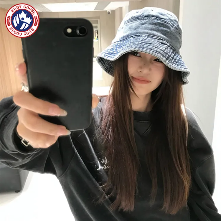 RUDY GOOSE日系复古牛仔盆帽子女韩版素颜遮脸宽檐显脸小渔夫帽子