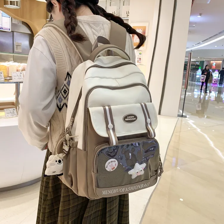 2025新款书包初中女生轻便双肩包原创小众透明设计大学生轻更背包