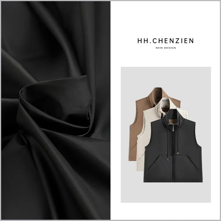 【黑黑家】秋冬新款立领飘带设计拉链羽绒马甲外套