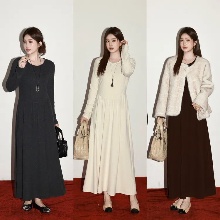 大婉酱微胖定制【初春云絮】法式时尚气质简约收腰显瘦连衣裙0598D