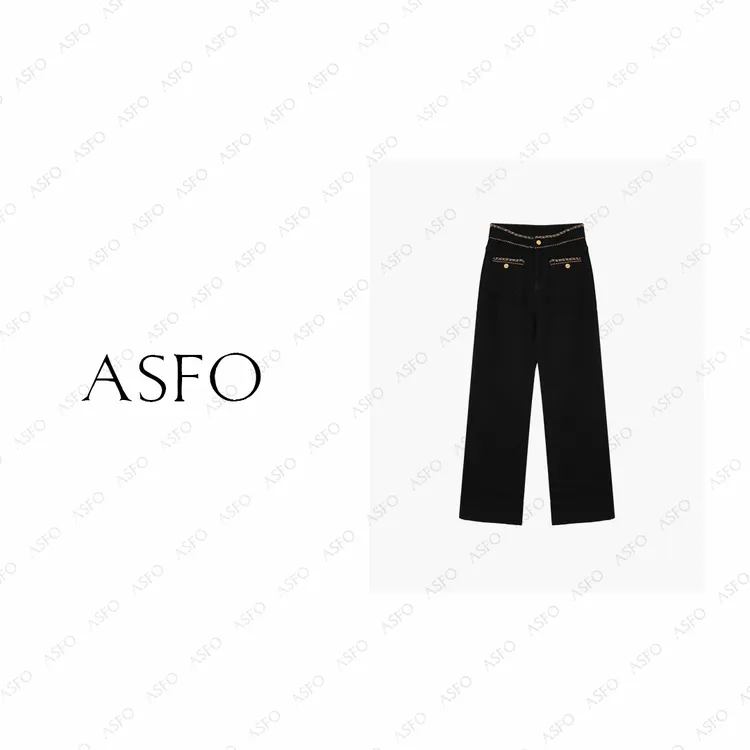 【AS小金链】25新经典香风链条牛仔复古直筒休闲裤AS25QNZK04201