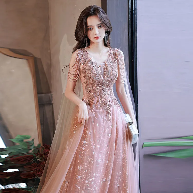 蓬蓬裙常规高腰A字裙纯色礼服晚礼服气质夏季仙气