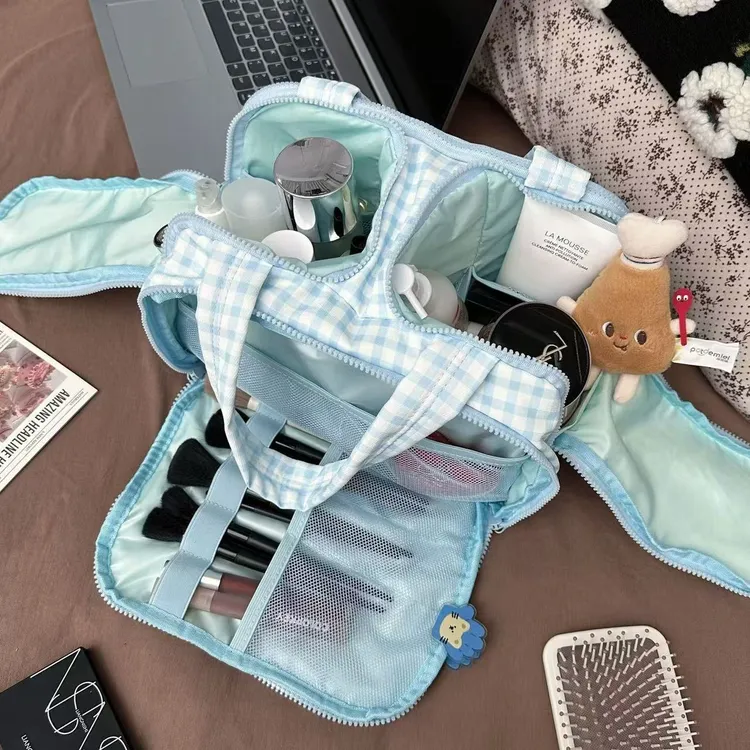 韩版大容量多功能少女便携分区化妆包大号适合外出旅行洗漱使用