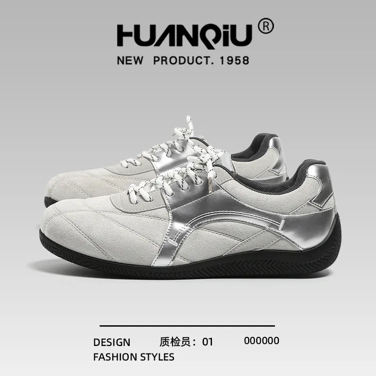 环球银色赛车鞋男2025秋季新款软底轻便流行百搭运动休闲德训板鞋
